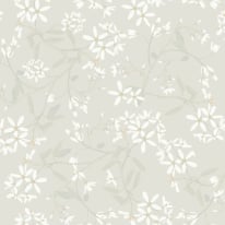 Flat swatch of Galerie Paradis Floral in grey and white showing the smooth non-woven flat paper surface.