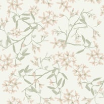 Flat swatch of Galerie Paradis Floral in pink and green showing the smooth non-woven flat paper surface.