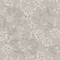 Flat swatch of Galerie Paradis Floral in beige and grey showing the smooth non-woven flat paper surface.