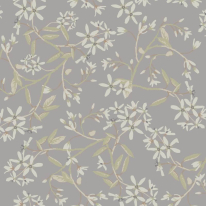 Flat swatch of Galerie Paradis Floral in grey showing the smooth non-woven flat paper surface.
