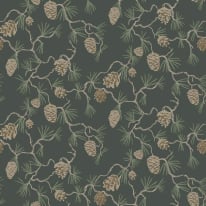 Flat swatch of Galerie Tallskog Motif in dark green showing the smooth non-woven flat paper surface.