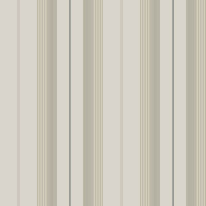Flat swatch of Galerie Herrgard Stripe in beige and grey showing the smooth non-woven flat paper surface.