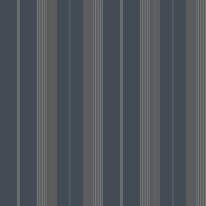 Flat swatch of Galerie Herrgard Stripe in dark blue showing the smooth non-woven flat paper surface.