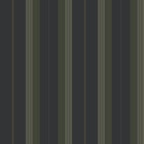 Flat swatch of Galerie Herrgard Stripe in black and green showing the smooth non-woven flat paper surface.
