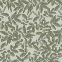 Flat swatch of Galerie Lovskog Foliage Leaf in green showing the smooth non-woven flat paper surface.