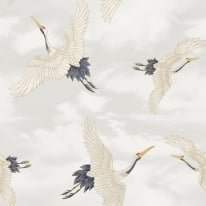 Catherine Lansfield Cranes White Metallic Wallpaper - 206511