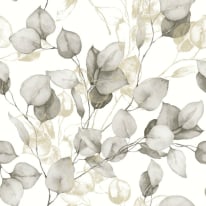 Muriva Eucalyptus Leaves Natural/Gold Metallic Wallpaper - 210503
