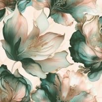 Muriva Elysian Floral Coral/Teal Metallic Wallpaper - 212505