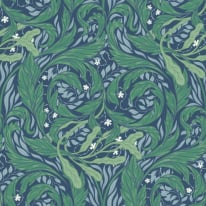 Muriva Vale Leaf Blue/Green Metallic Wallpaper - 221501