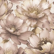 Muriva Aminah Large Floral Blush/Gold Metallic Wallpaper - 224502
