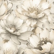 Muriva Aminah Large Floral Cream/Gold Metallic Wallpaper - 224503
