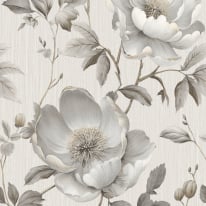 Muriva Alethia Floral Grey Metallic Wallpaper - 227502
