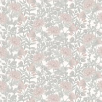 High-resolution flat swatch of Muriva Martha Floral wallpaper in green and blush.