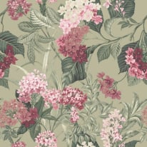 Belgravia Decor Misaki Floral Bloom Sage/Pink Wallpaper - 2321