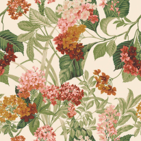 Belgravia Decor Misaki Floral Bloom Sage/Orange Wallpaper - 2322