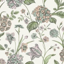 Rasch Amelie Hydrangea Floral Cream Multi Wallpaper - 260162