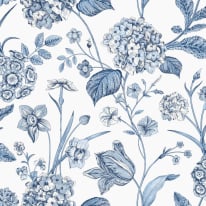Rasch Amelie Hydrangea Floral Blue/White Wallpaper - 260169