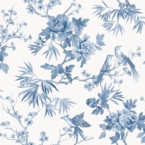 Rasch Amelie Chinoiserie Bird Blue/White Wallpaper - 260554