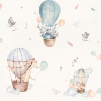 Rasch Kids Balloon Ride Blue Multi Wallpaper - 300512