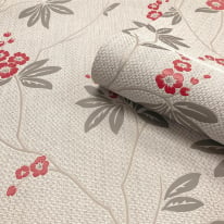 Belgravia Decor Amelie Blossom Floral Red/Beige Wallpaper - 3022