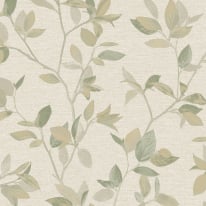 Rasch Silver Birch Leaf Natural/Green Metallic Wallpaper - 311433