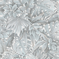 Galerie Eden Tropical Leaves Dusty Blue Wallpaper - 33306