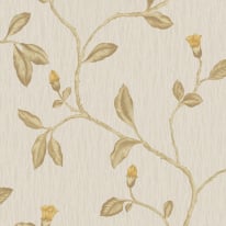 Holden Decor Lia Floral Twig Yellow/Beige Metallic Wallpaper - 35175