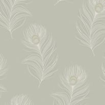 Holden Decor Pavona Leaf Sage Green Metallic Wallpaper - 36240
