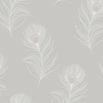 Holden Decor Pavona Leaf Grey Metallic Wallpaper - 36241