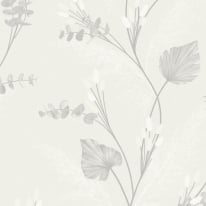 Holden Decor Amarante Leaf Dove Metallic Wallpaper - 36250