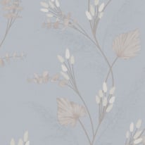 Holden Decor Amarante Leaf Slate Blue Metallic Wallpaper - 36252