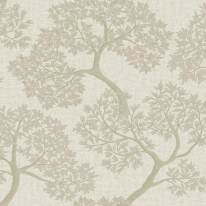 Flat swatch of 36460 showing the cream base and metallic tree print.