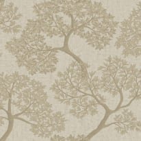 Flat swatch of 36462 showing the beige base and metallic trees.