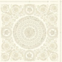 Flat swatch of Versace Barocco Heritage in cream showing the detailed non-woven substrate surface.