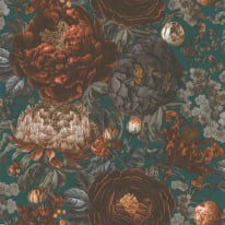 Michalsky Living Antique Floral Orange/Green Wallpaper - 39979-3