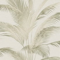 Michalsky Living Fanned Palm Leaf Cream/Green Metallic Wallpaper - 39980-2