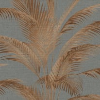 Michalsky Living Fanned Palm Leaf Grey/Copper Metallic Wallpaper - 39980-3