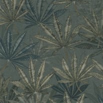 Michalsky Living Layered Palm Leaves Grey/Green Wallpaper - 39984-4