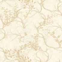 Rasch Albero Floral Trail Natural Metallic Wallpaper - 400402