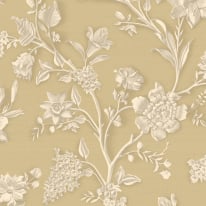 Close-up material sample of the Rasch Florentina Angelina 400938 design showing the rich gold metallic floral trails and textured background.
