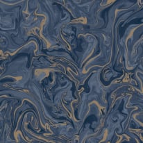Fine Decor Distinctive Marble Navy/Gold Metallic Wallpaper - FD43055