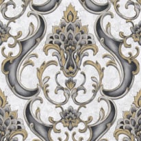 Rasch Sonata Damask Black/Gold Metallic Wallpaper - 539783