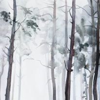 Anaglypta Wall-art Watercolour Forest Black/White Wall Mural - 5455-8