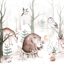 Anaglypta Wall-art Kvilis Forest Animal Friends Wall Mural - 5510-8