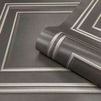 Belgravia Decor Amara Wood Panel Gunmetal/Silver Satin Wallpaper - 7390