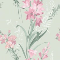 Belgravia Decor Thalia Floral Sage/Pink Wallpaper - 768