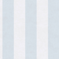 Flat material sample of the AS Creation Lilly & Luis 77078-4 design showing the alternating blue and cream vertical stripes.