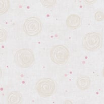 Flat material sample of the AS Creation Lilly & Luis 77139-3 design showing the alternating beige and pink circular pattern.