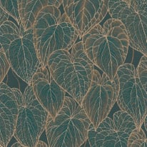 Daniel Hechter Botanical Leaf Green/Gold Metallic Wallpaper - 78128-1