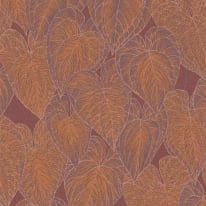 Daniel Hechter Botanical Leaf Red/Orange Metallic Wallpaper - 78128-4